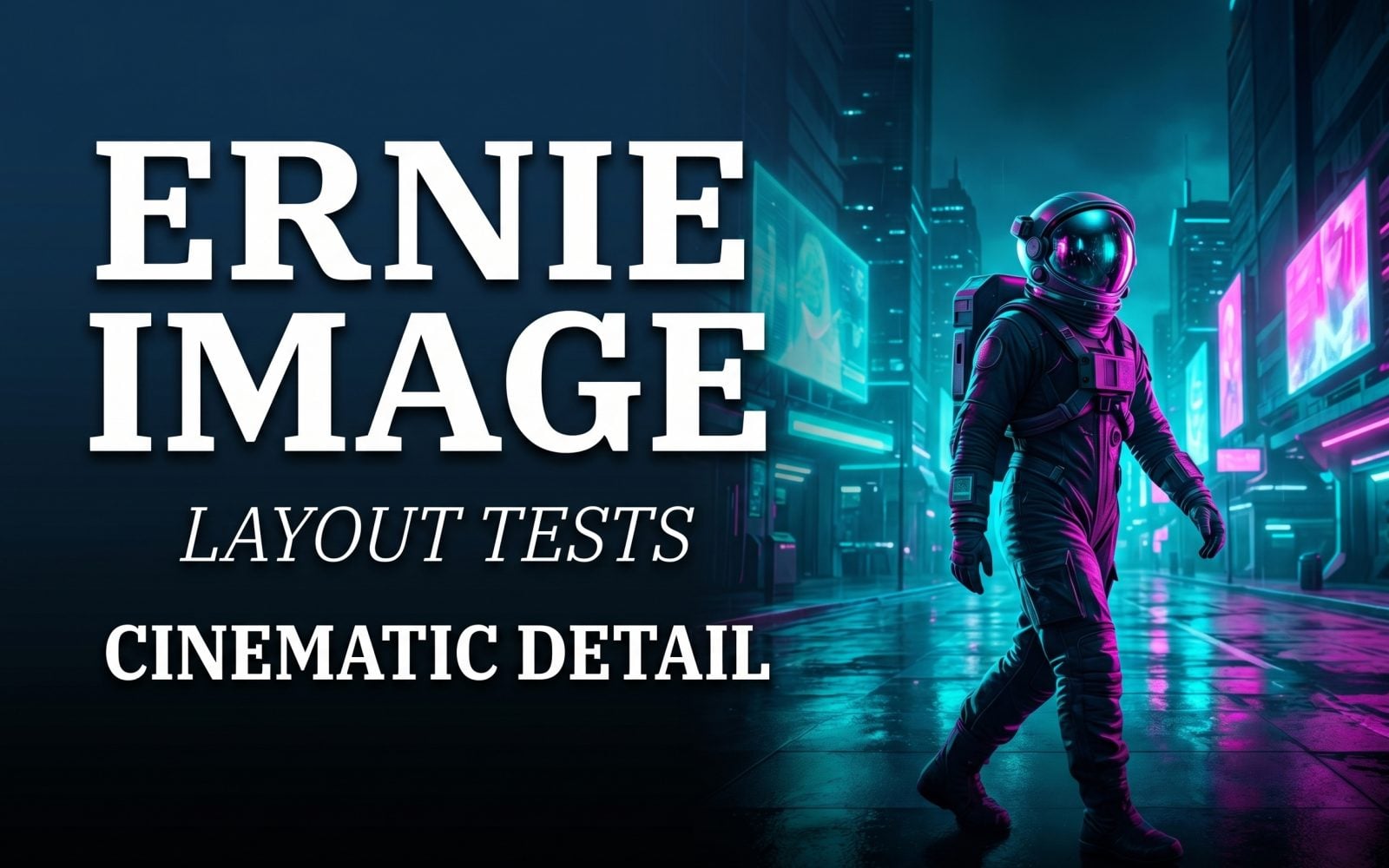 ERNIE-Image review cover with cinematic neon layout