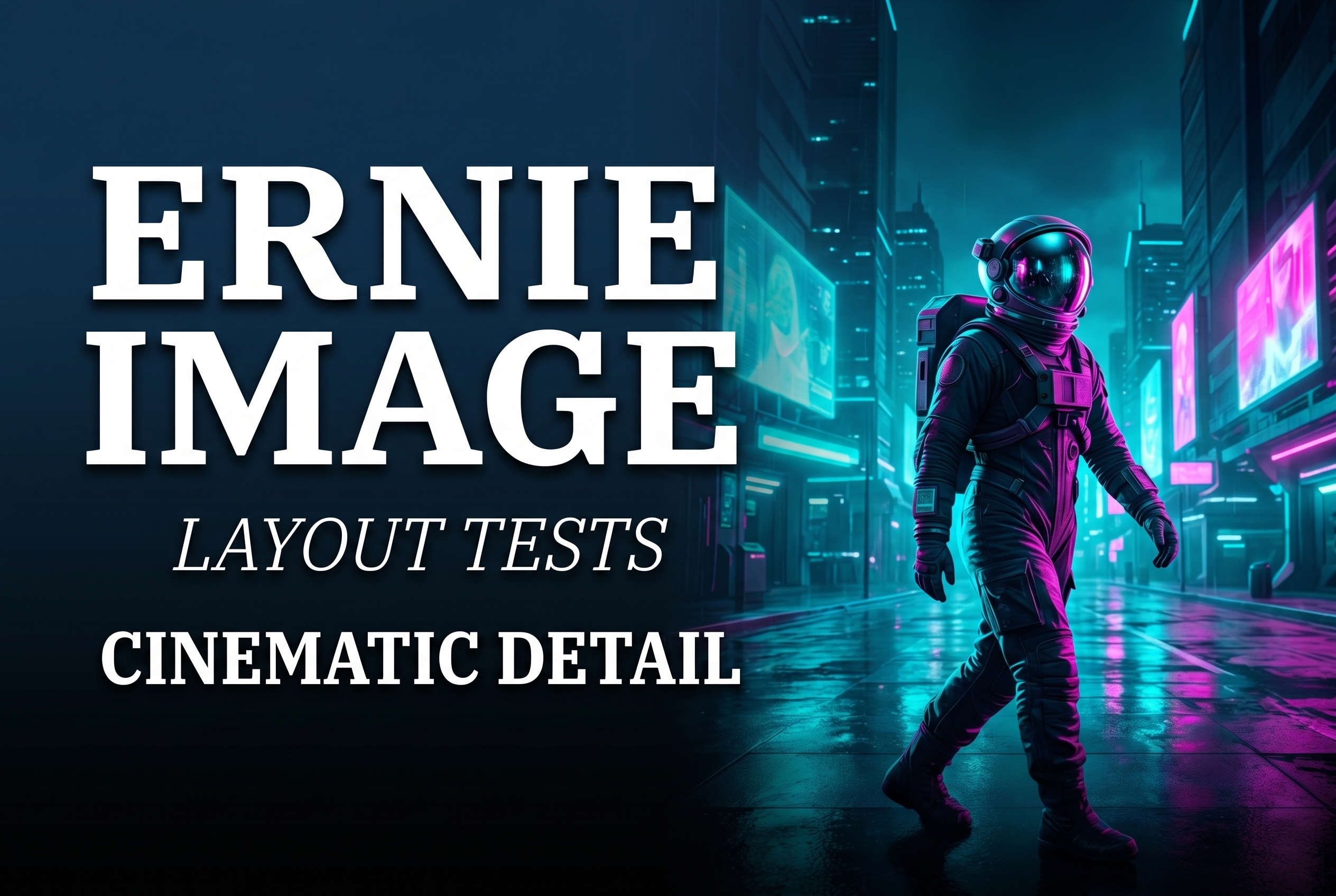 ERNIE-Image review cover with cinematic neon layout